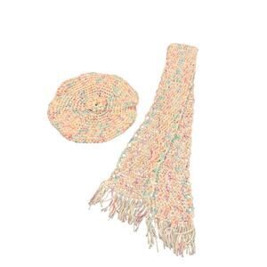 Handmade Crocheted Beret & Scarf Set Little Girls 4-6X